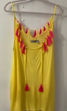 ASOS Swim Yellow Loose Fit Tasseled Coverup 8 Boho Coconut Girl Festival Casual