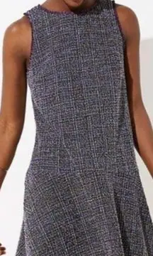 LOFT Purple Gray Tweed Drop Waist Flared Bottom Sleeveless Dress Size