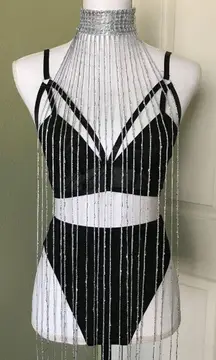 REIGN - Silver Sparkle Fringe Tassel Choker