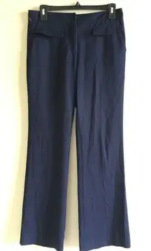 zara basic navy blue pockets dress pants flare‎ womens size S work career