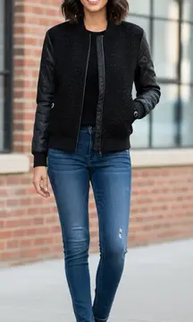 Venus Black Quilted Bomber Jacket