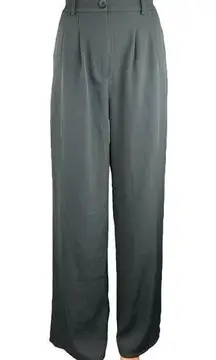 Princess Polly Gray High Rise Pleated Stretch Wide Leg Archer Dress Pants Size 6