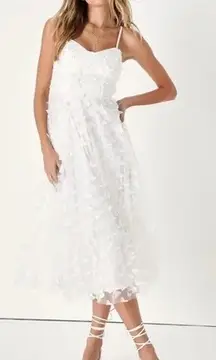 Lulus Time To Fly White Butterfly Lace-Up Midi Dress Size S