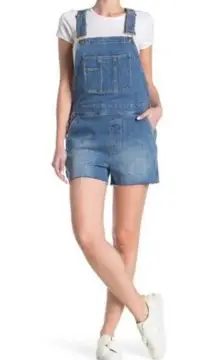 FRAME Le Garçon Raw Trimmed  Bib Shortall Overall Shorts in Islet Size Small