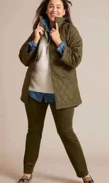 Talbots Quilted Puffer Jacket - Moss Green | Size 1X