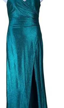 Emerald Sundae Size XL Maxi Dress Tank V Neck Sparkly Emerald Green High Slit