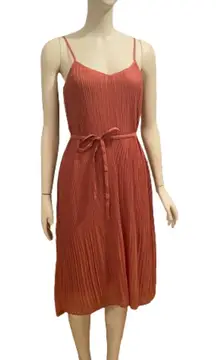 Pink Pleated Midi Summer Dress