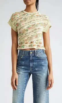 ULLA JOHNSON
Frankie Pattern Short Sleeve Crop Sweater size small