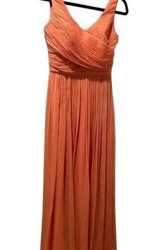 J.Crew  Silk Sheer Chiffon Heidi Gown- Pastel Coral Formal Dress-size 2