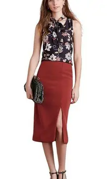 Anthropologie Maeve Petalsilk Tie Blouse Size 6 Long Sleeve Silky Top- Pre-Owned