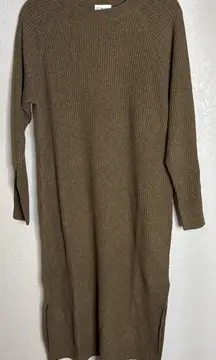 The Drop Womens Large Renata Mocha Ribbed Sweater Dress Career Preppy NEW