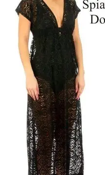 Spiaggia Dolce gorgeous black lace maxi swim coverup! Nwt!