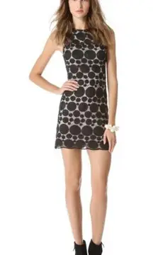 ALICE + OLIVIA Black Polka Dot Dotted Mesh Sleeveless Mini Shift Dress | 4