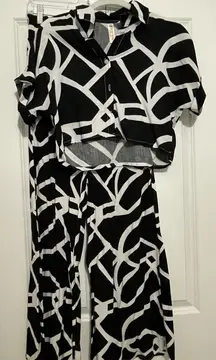 Black and white pant set 