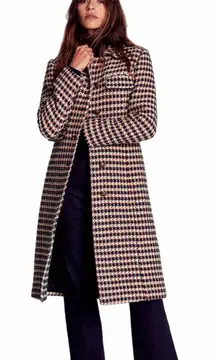 NWT Boden Pocket Detail Coat Camel Navy Red - Size 6 - MSRP $499