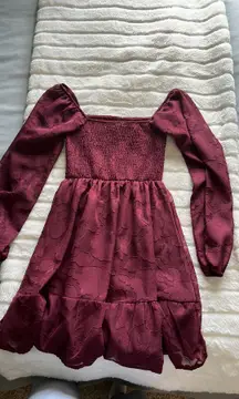 Maroon Floral Mini Dress