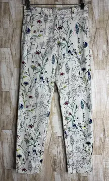 H&M Straight Leg Floral Pants Womens Size 4 Chino Abstract Color Spring