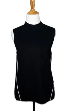 Banana Republic Black Mock Neck Sleeveless Sweater with white darts Size Medium