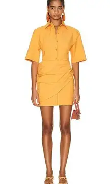 JACQUEMUS La Robe Camisa Dress in Orange 38 New Womens Mini Shirtdress