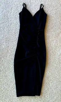 Black midi dress with slit