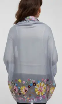 Bijoux Terner Embroidered Floral Shawl NWT - 70"