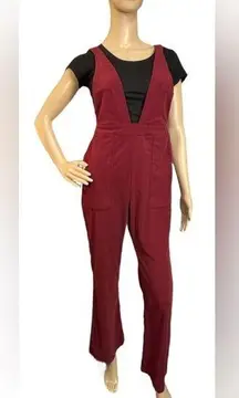 NEW HURLEY Juniors Ronnie Corduroy Flare Jumpsuit Red Small NWT