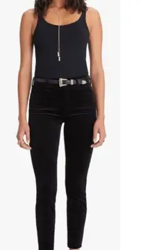 MOTHER High Waisted Looker Ankle Soft Skills Black Velvet Pants