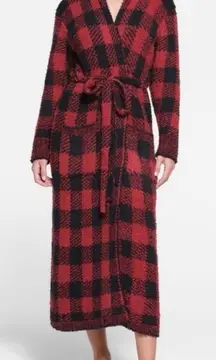 SKIMS  Robe S/M Red Black Brick Buffalo Check Loungewear Cozy (new)