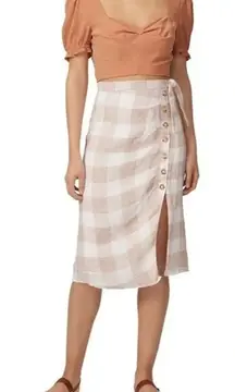 Heartloom Bently High Waist Checker Plaid Skirt Button Tie Coverup S Pink Cream