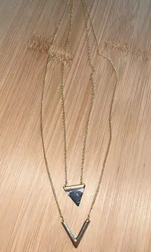 Double Layered, Long Gold Necklace