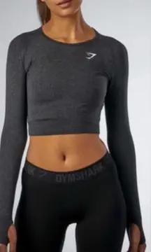 Gymshark Seamless Long Sleeve crop Top - Black Marl
Extra Small