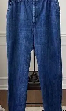 Vintage 80s Fancy Props High Rise Red Pinstripe Taper Mom Jeans 8