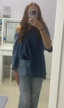 Blue Oversized Button down Tee