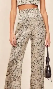 REFORMATION 100% Silk Snake Skin Python Set Animal Print Cropped Matching Set 4