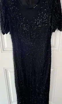 Vintage Scala black beaded maxi dress size petite medium women’s special event