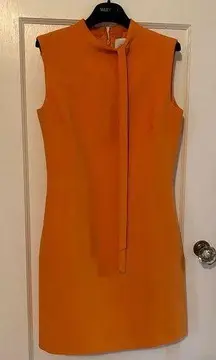 Authentic Valentino Tangerine orange Crepe Dress Size 6 Lined, Pockets New Wi…
