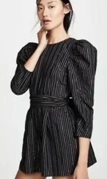 ULLA JOHNSON Vika Playsuit STRIPE LINEN OPEN BACK ROMPER size 4