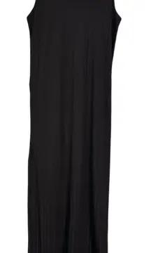 H&M Women’s Sz M Black Ribbed Knit Tank Top Dress Midi Length Stretch Pullover