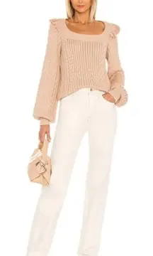 REVOLVE FAVORITE | 525 America Ruffle Cable Pullover boho Sweater White XSmall