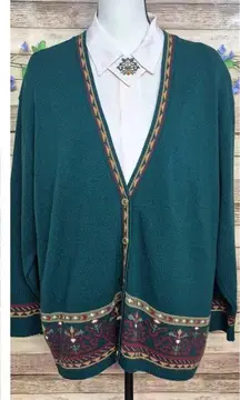 Vintage Southern Lady 3 Piece Set Midi Skirt, Blouse & Cardigan Sweater Size XL