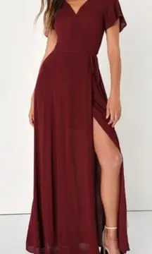 Lulus Women's Heart of Marigold Burgundy Wrap
Maxi Dress M