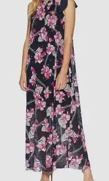 Ibiza Halter Tie Maxi Dress, Balinese Floral Pink, Size XL New w/Tag