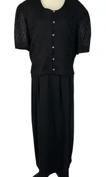 Vintage Kari's Korner‎ Black Maxi Dress Lace Short Sleeve Women Plus 30 Formal