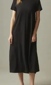 AMERICAN GIANT Black Tencel Lyocell Spandex T Shirt Maxi Dress Size L Made USA