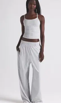 Skims Cotton Jersey Wide Leg Pant in Light Heather Grey, Size Medium