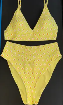 Aerie Longline Triangle Bikini Top And Crossover High Cut Cheeky Bikini Bottom