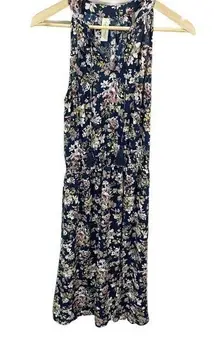 Allison Joy Floral Evereve Corbin Midi Dress S Blue Pink Sleeveless A-line