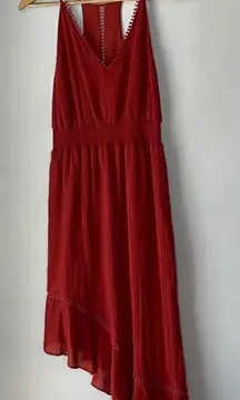 Anthropologie Red Carter Gauzy Burgundy Red High Low Midi Dress