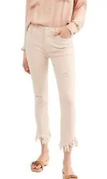 Free People We the Free Great Heights Pink Frayed Skinny Jeans 31