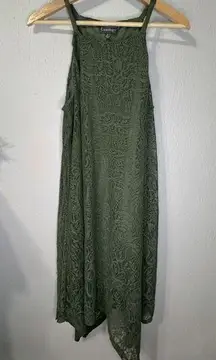 Olive Colored Layered Lace Dress Size 10